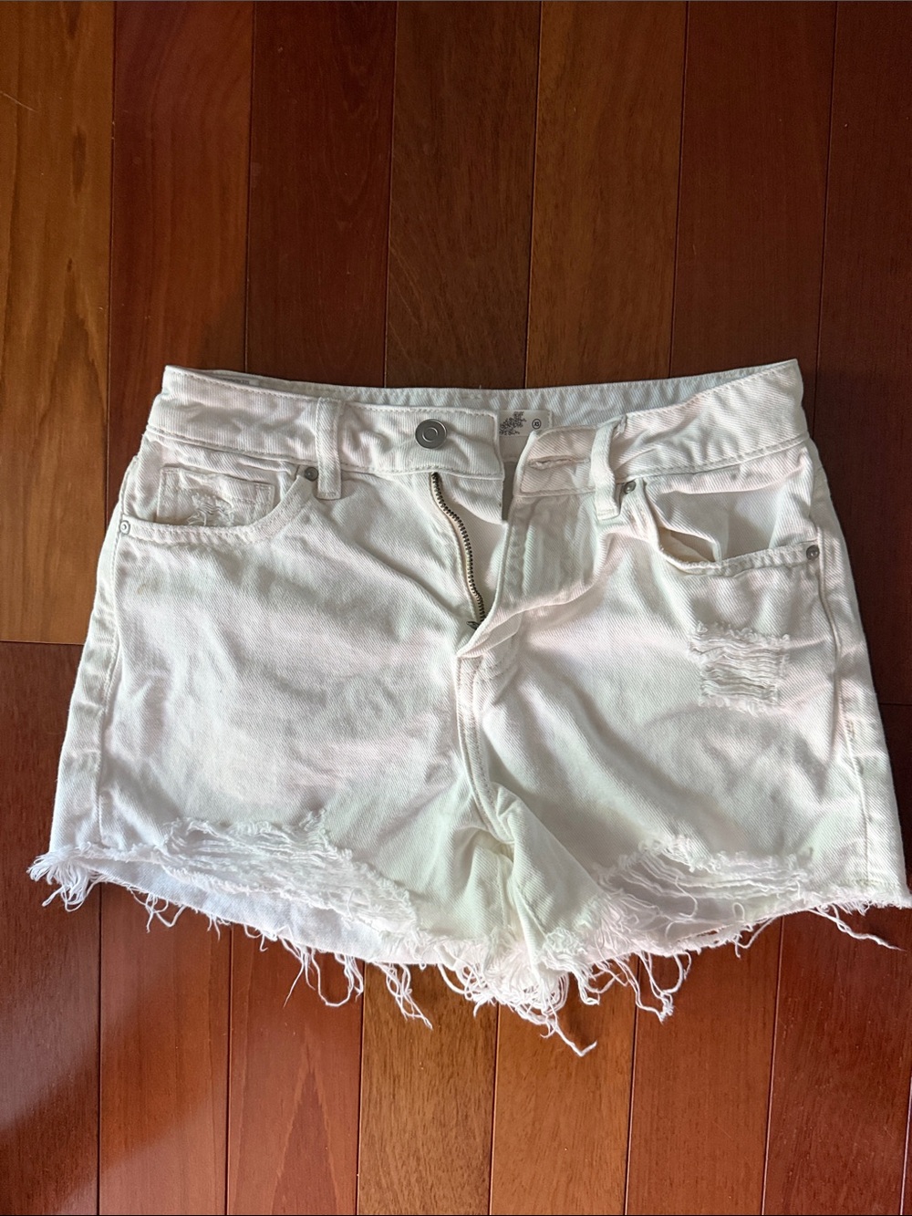 Altar'd State White Distressed Cutoff Denim Shorts